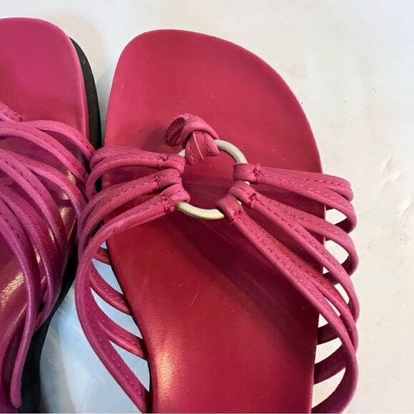 NWOB Madeline Shauna sandals flip flop size 7M pink leather summer - Picture 3 of 9